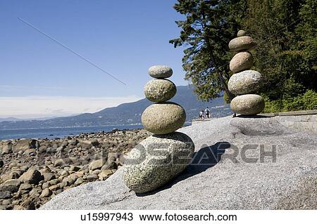 Stacked rocks on beach at English Bay, Vancouver, BC View Large Photo Image Stock Image - Stacked rocks on beach at English Bay, Vancouver, BC. Fotosearch