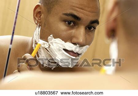 Man shaving View Large Photo Image Stock Photo - Man shaving. Fotosearch