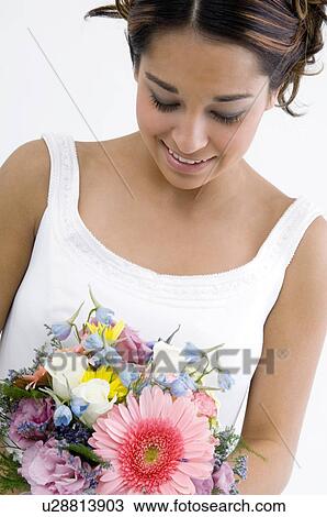 Stock Image - Bride with bouquet. Fotosearch
