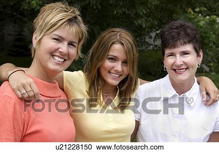 Stock Image - Grandmother mother and daughter. Fotosearch
