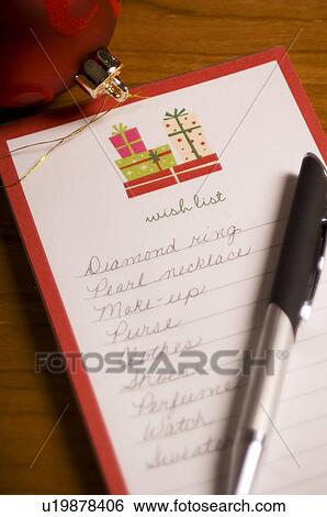 Christmas wish list View Large Photo Image Stock Photograph - Christmas wish list. Fotosearch