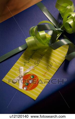 Gift with tag View Large Photo Image Stock Image - Gift with tag. Fotosearch