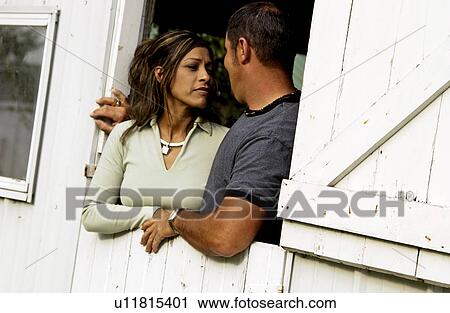 Stock Image - Man and woman in country. Fotosearch