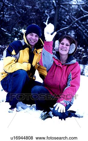 Stock Photo - Couple in snow. Fotosearch