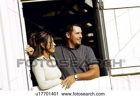 Stock Image - Man and woman in country. Fotosearch
