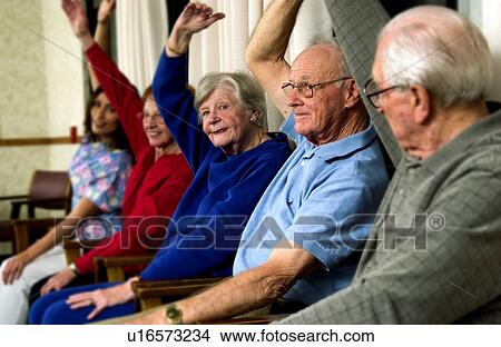 Picture - Seniors exercising. Fotosearch