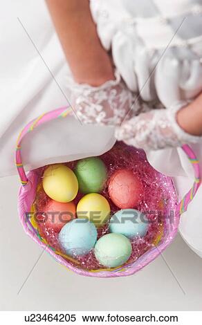 Girl holding Easter basket View Large Photo Image Stock Photography - Girl holding Easter basket. Fotosearch