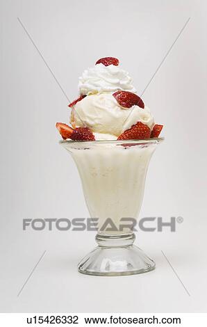 Strawberry ice cream sundae View Large Photo Image Stock Image - Strawberry ice cream sundae. Fotosearch