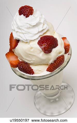 Strawberry ice cream sundae View Large Photo Image Stock Photo - Strawberry ice cream sundae. Fotosearch