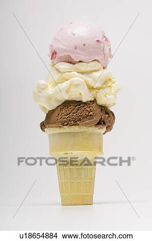 Triple dip ice cream cone View Large Photo Image Picture - Triple dip ice cream cone. Fotosearch