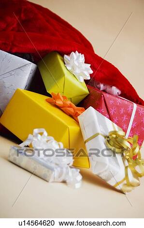 Stock Image - Santa bag full of gifts. Fotosearch