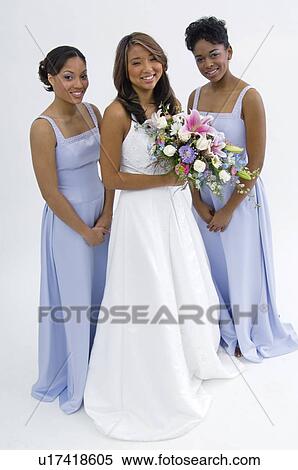 Stock Photography - Bride Maid of Honor bridesmaid with bouquet. Fotosearch
