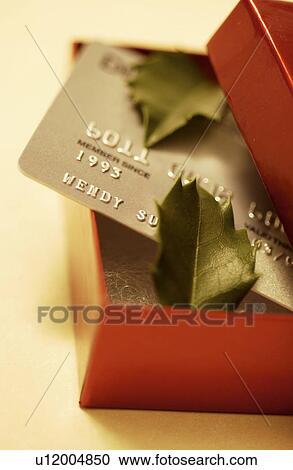 Credit card in gift box View Large Photo Image Stock Image - Credit card in gift box. Fotosearch