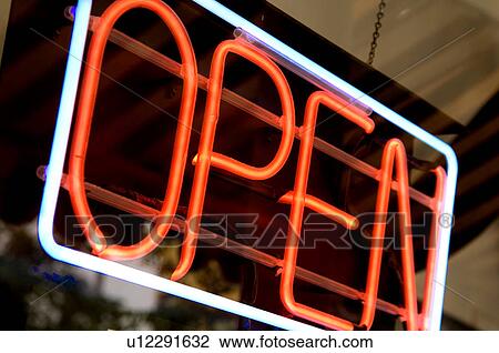Neon open sign View Large Photo Image Stock Image - Neon open sign. Fotosearch