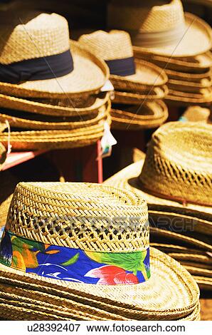 Straw hats View Large Photo Image Stock Photo - Straw hats. Fotosearch