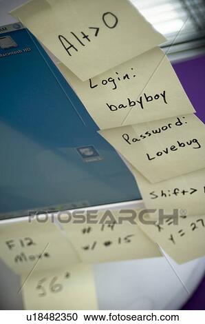 Computer with notes View Large Photo Image Stock Image - Computer with notes. Fotosearch
