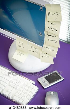 Stock Photo - Computer with notes. Fotosearch