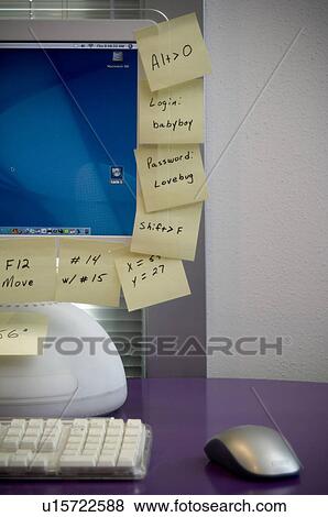 Stock Photo - Computer with notes. Fotosearch