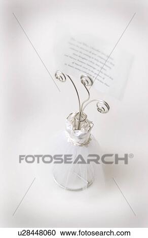 Stock Image - Wedding announcement on stand. Fotosearch