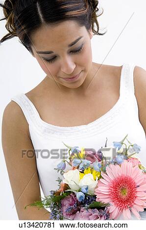 Bride with bouquet View Large Photo Image Stock Image - Bride with bouquet. Fotosearch