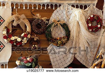 Stock Photo - Traditional wreaths and embroidery. Fotosearch