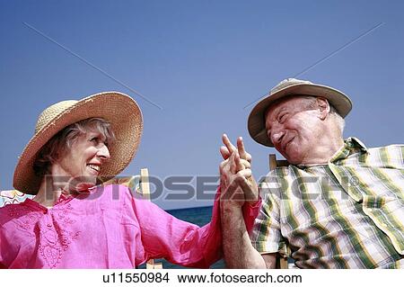 Picture - Senior couple on beach. Fotosearch