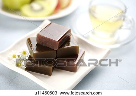 Bean jelly on plate View Large Photo Image Stock Image - Bean jelly on plate. Fotosearch