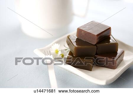 Stock Image - Bean jelly on plate. Fotosearch
