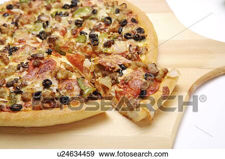 Stock Photo - Close-up of pizza . Fotosearch