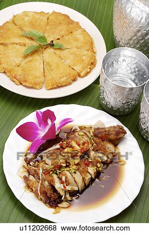Spiced Chicken With Chili Sauce and Deep Fried Shrimp Cake View Large Photo Image Stock Photo - Spiced Chicken With Chili Sauce and Deep Fried Shrimp Cake. Fotosearch