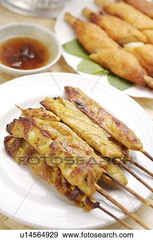 Stock Photo - Spicy satay sticks . Fotosearch