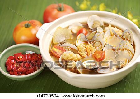 Spicy & Sour Seafood Soup View Large Photo Image Picture - Spicy & Sour Seafood Soup. Fotosearch