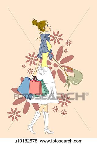 Blond Hair, Brown Eyes, Full lenth View Large Illustration Stock Illustration - Blond Hair, Brown Eyes, Full lenth. Fotosearch