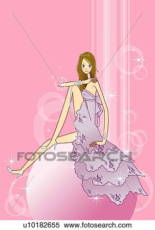 Blond Hair, Green Eyes, Full lenth View Large Illustration Stock Illustration - Blond Hair, Green Eyes, Full lenth. Fotosearch