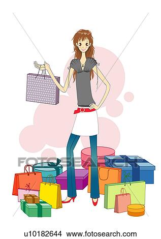 Stock Illustration - Brown Hair, Brown Eyes, Full lenth. Fotosearch