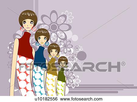 Four People, Short Hair, Straight Hair View Large Illustration Stock Illustration - Four People, Short Hair, Straight Hair. Fotosearch