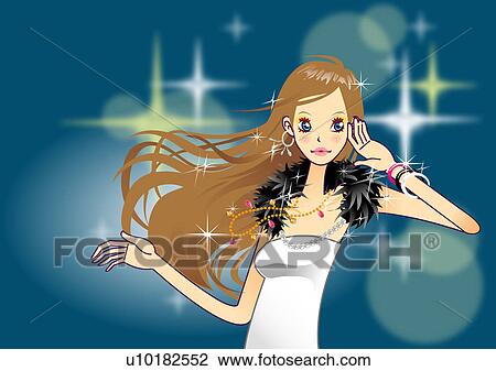 Long Hair, One Person, Teenager View Large Illustration Drawing - Long Hair, One Person, Teenager. Fotosearch