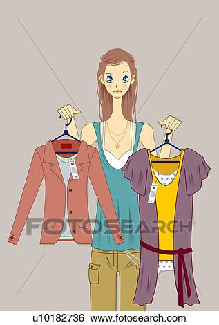 Stock Illustration - Long Hair, Straight Hair, Brown Hair, Green Eyes. Fotosearch