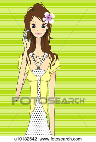 Drawing - Looking at the Camera, One Person, Teenager, Young Adult. Fotosearch
