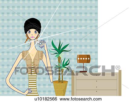 Medium-length Hair, Pigtails, Looking at the Camera, Waist Up View Large Illustration Stock Illustration - Medium-length Hair, Pigtails, Looking at the Camera, Waist Up. Fotosearch