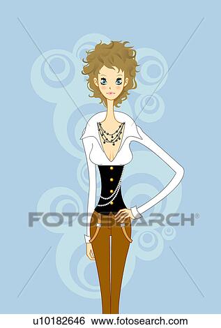 Stock Illustration - Short Hair, Blond Hair, Looking at the Camera. Fotosearch