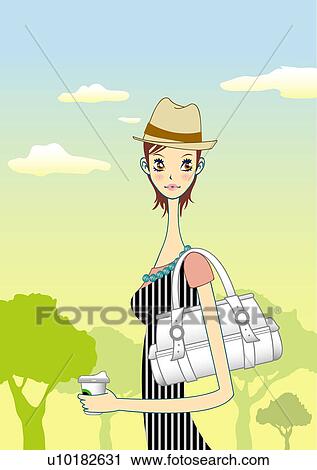 Clip Art - Short Hair, Straight Hair, Brown Hair, Brown Eyes. Fotosearch