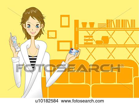 Stock Illustration - Short Hair, Straight Hair, Brown Hair, Green Eyes. Fotosearch