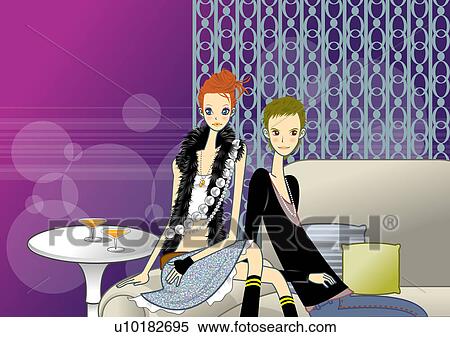Stock Illustration - Short Hair, Straight Hair, Brown Hair, Red Hair. Fotosearch