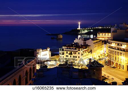 Stock Photography - Biarritz at night, South France. Fotosearch