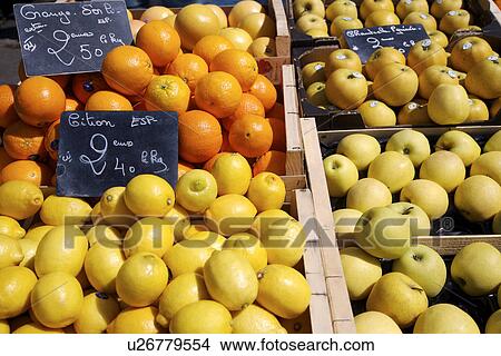 Picture - Fruits on stall. Fotosearch