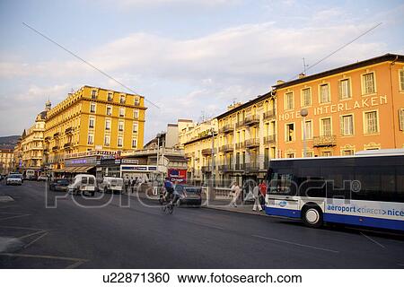 Stock Image - Street scene in Nice, South France. Fotosearch