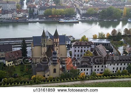 Elevated view with houses by river View Large Photo Image Stock Photo - Elevated view with houses by river. Fotosearch