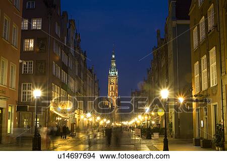 Picture - Houses by river with a ship. Fotosearch