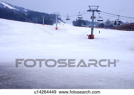 Ski Lift, Korea View Large Photo Image Stock Photo - Ski Lift, Korea. Fotosearch